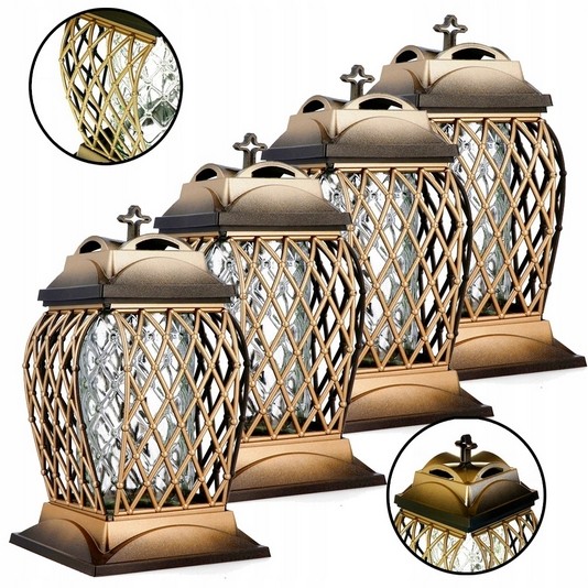 Sada 2 Elegantných Priehľadných Lampášov S Kaplnkou Na Cintorín